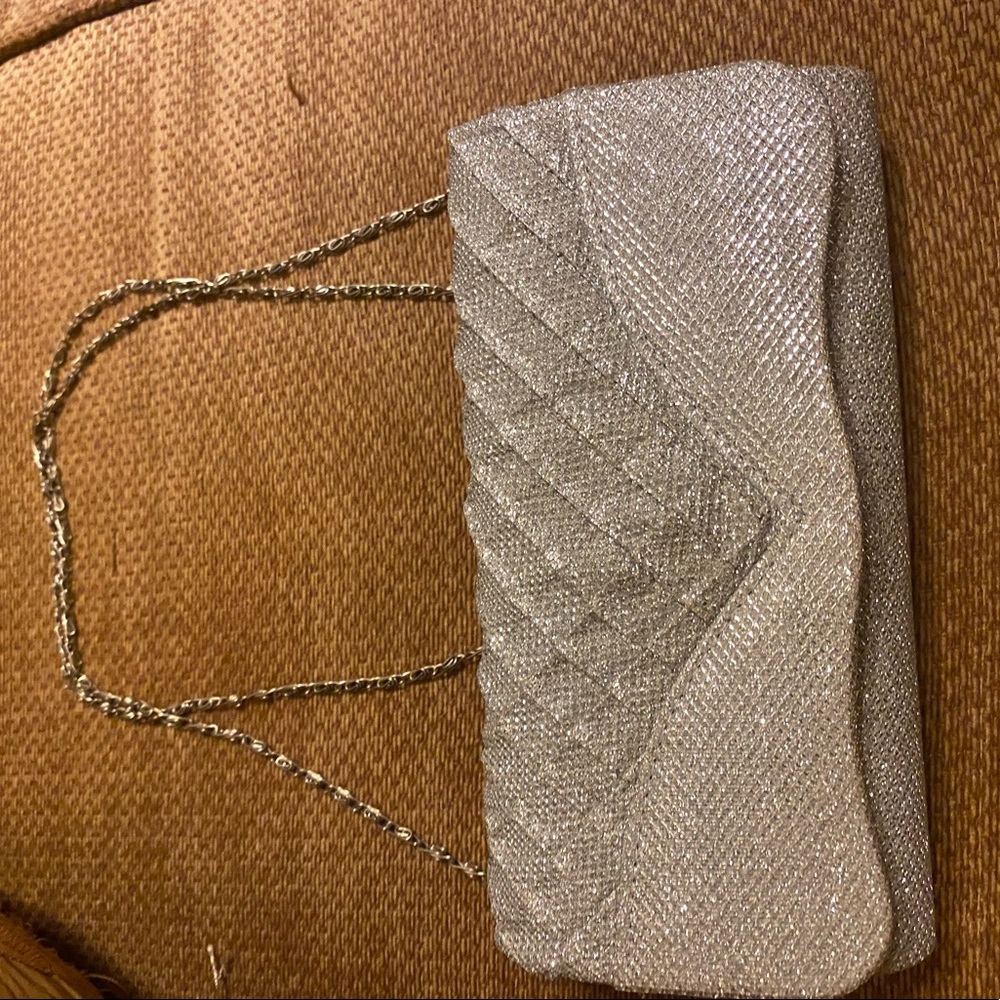 Silver shiny small shoulder bag